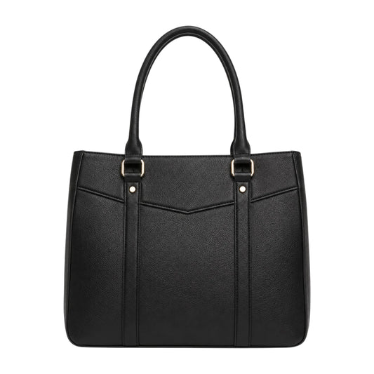 Arovia Women's Black Leather Structured Tote Handbag