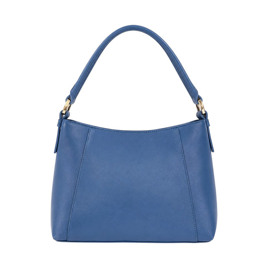 Arovia Blue Leather Shoulder Handbag